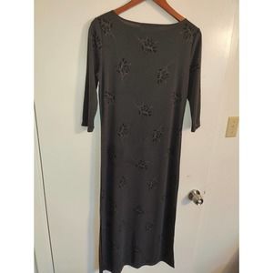 Vtg 90s Norton McNaughton Grey Maxi Dress Short Sleeve Sparkly Womens Petite S